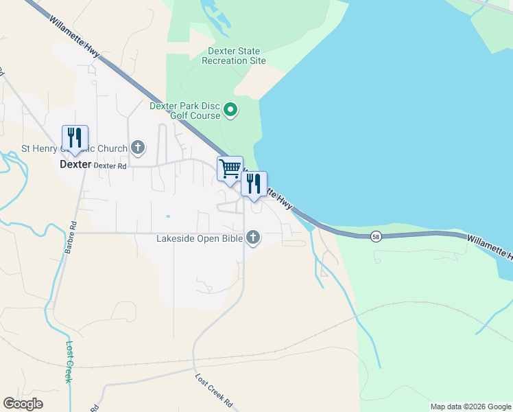 map of restaurants, bars, coffee shops, grocery stores, and more near 39128 Dexter Road in Dexter