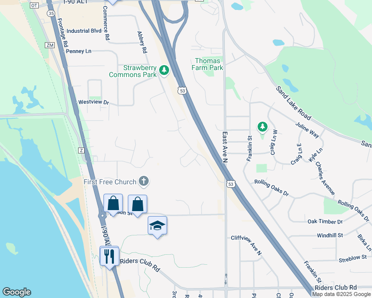 map of restaurants, bars, coffee shops, grocery stores, and more near 455 Hilltop Drive in Onalaska