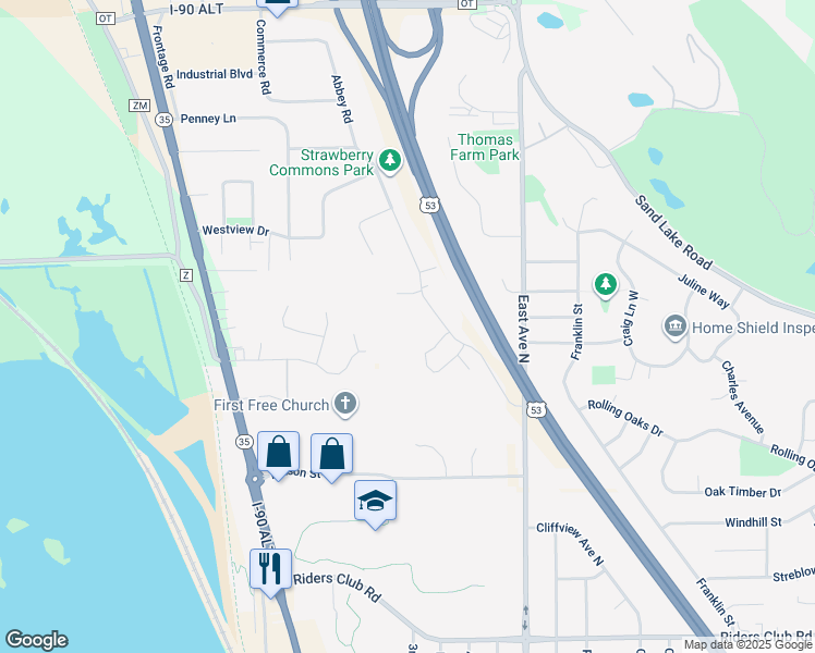 map of restaurants, bars, coffee shops, grocery stores, and more near 435 Hilltop Drive in Onalaska