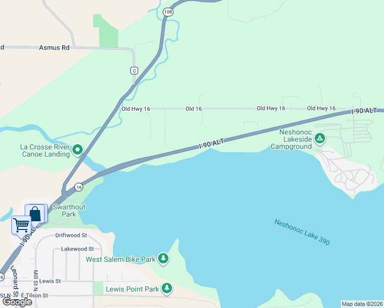map of restaurants, bars, coffee shops, grocery stores, and more near W3191 Wisconsin 16 in West Salem