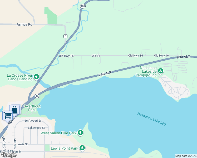 map of restaurants, bars, coffee shops, grocery stores, and more near W3191 Wisconsin 16 in West Salem