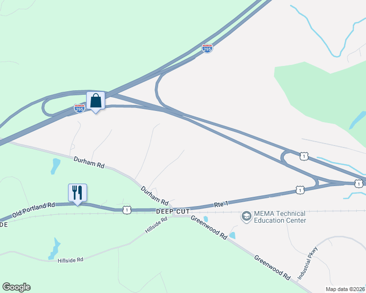 map of restaurants, bars, coffee shops, grocery stores, and more near 35 Perreault Way in Brunswick