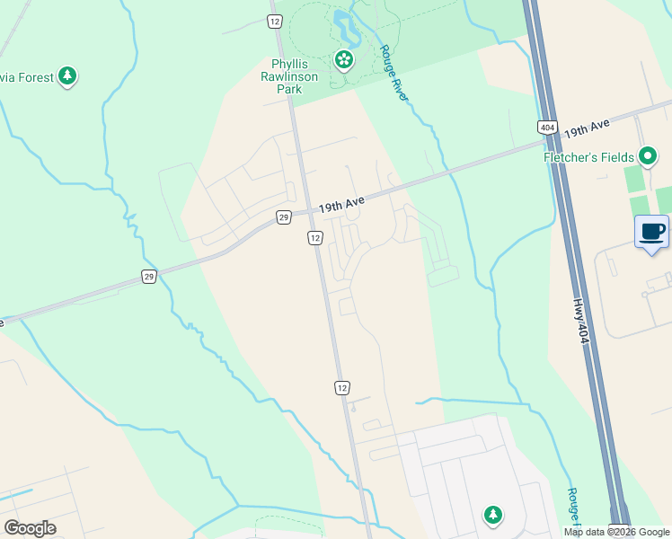 map of restaurants, bars, coffee shops, grocery stores, and more near 14 Kahshe Lane in Richmond Hill
