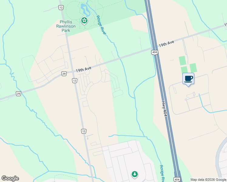 map of restaurants, bars, coffee shops, grocery stores, and more near 6 George Bales Lane in Richmond Hill