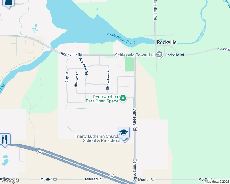 map of restaurants, bars, coffee shops, grocery stores, and more near 827 Crystal Road in Kiel