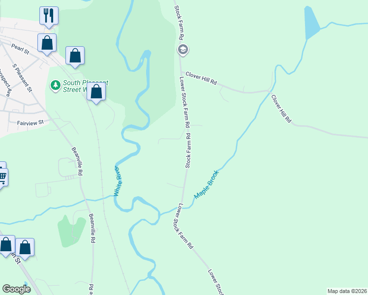 map of restaurants, bars, coffee shops, grocery stores, and more near 1100 Stock Farm Road in Randolph