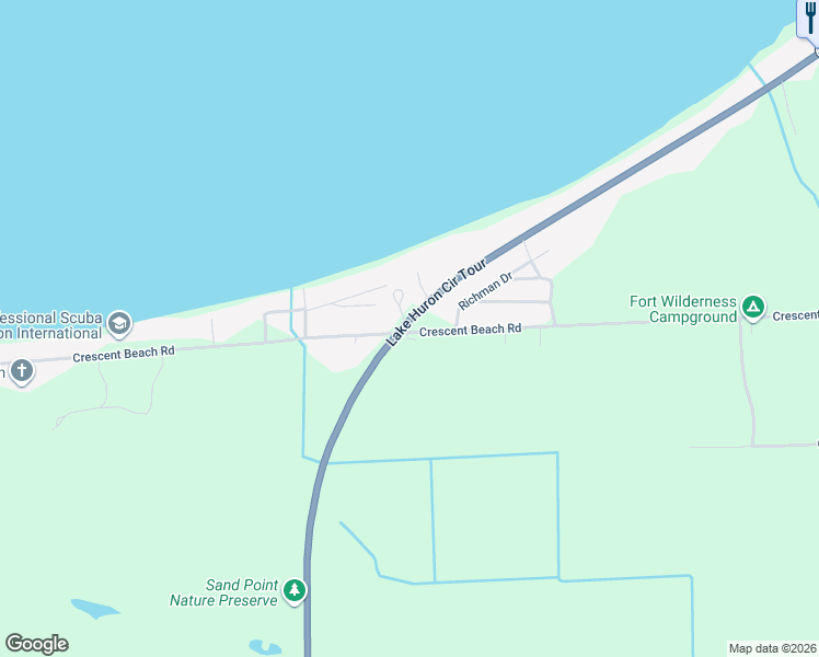 map of restaurants, bars, coffee shops, grocery stores, and more near 7692 Port Austin Road in Pigeon