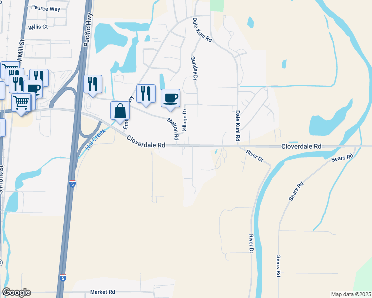 map of restaurants, bars, coffee shops, grocery stores, and more near 34070 E Cloverdale Rd in Creswell