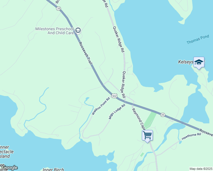 map of restaurants, bars, coffee shops, grocery stores, and more near 5 South Casco Village Road in Casco