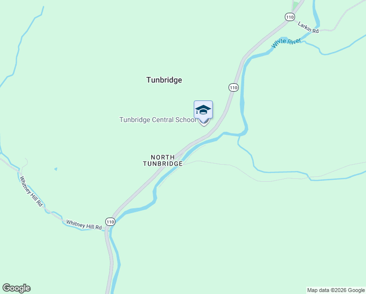 map of restaurants, bars, coffee shops, grocery stores, and more near 507 Vermont 110 in Tunbridge