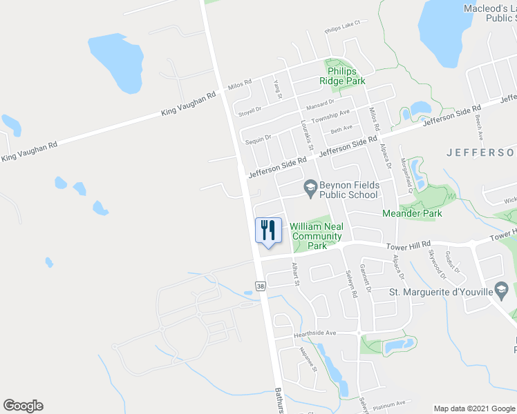 map of restaurants, bars, coffee shops, grocery stores, and more near 52 Westcliffe Crescent in Richmond Hill