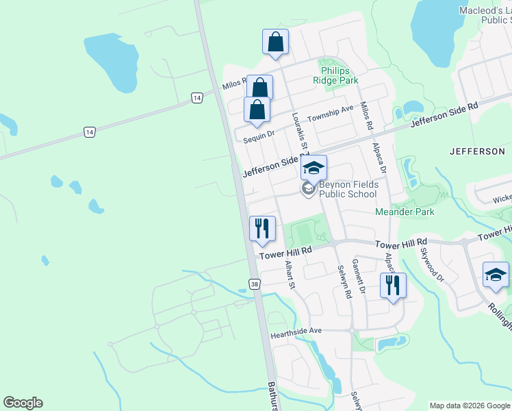 map of restaurants, bars, coffee shops, grocery stores, and more near 54 Westcliffe Crescent in Richmond Hill