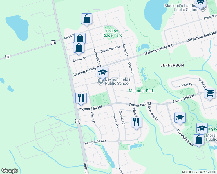 map of restaurants, bars, coffee shops, grocery stores, and more near in Richmond Hill