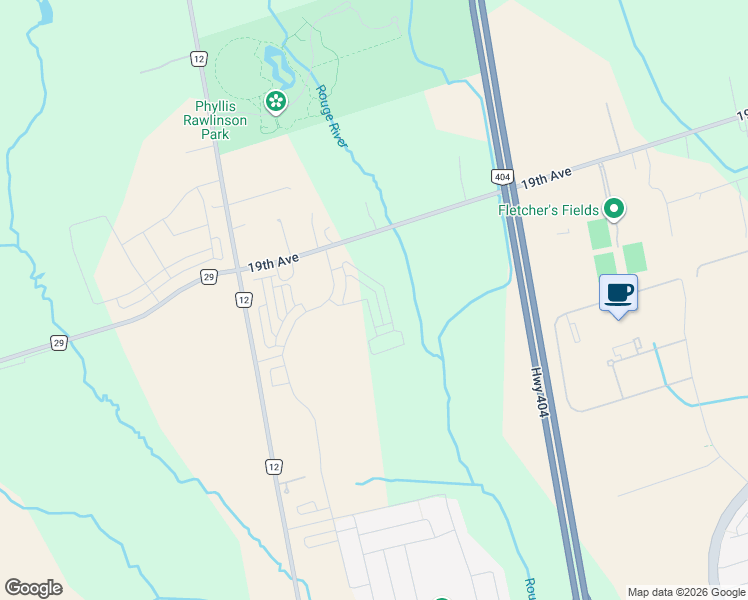 map of restaurants, bars, coffee shops, grocery stores, and more near 40 Seine Lane in Richmond Hill