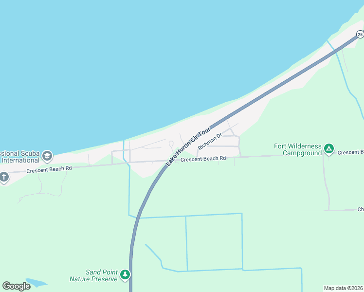 map of restaurants, bars, coffee shops, grocery stores, and more near 7692 Port Austin Road in Pigeon