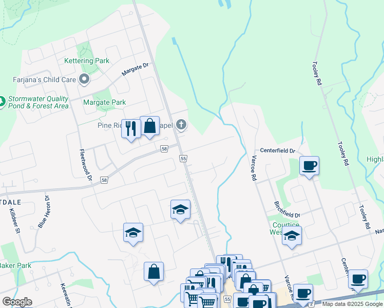 map of restaurants, bars, coffee shops, grocery stores, and more near in Oshawa
