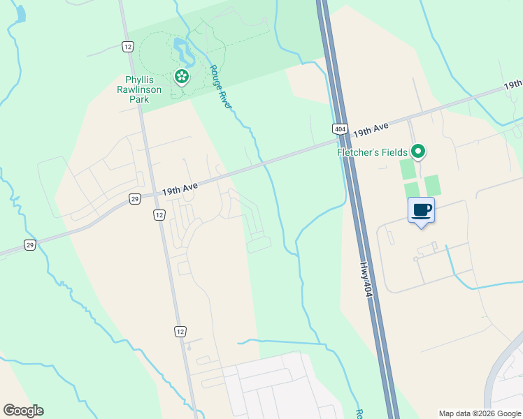 map of restaurants, bars, coffee shops, grocery stores, and more near 1751 19th Avenue in Richmond Hill