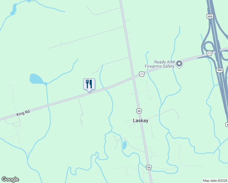 map of restaurants, bars, coffee shops, grocery stores, and more near 3815 King Road in King City