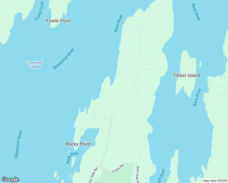map of restaurants, bars, coffee shops, grocery stores, and more near West Side Road in Boothbay