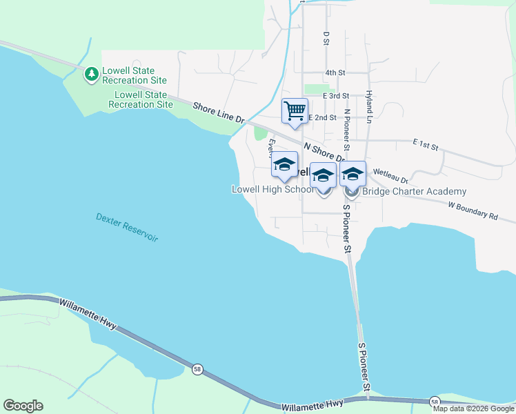 map of restaurants, bars, coffee shops, grocery stores, and more near 112 South Alder Street in Lowell