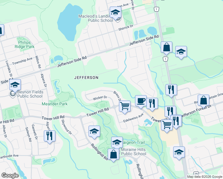 map of restaurants, bars, coffee shops, grocery stores, and more near 37 Brass Drive in Richmond Hill