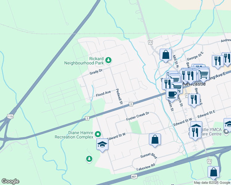 map of restaurants, bars, coffee shops, grocery stores, and more near 76 Pedwell Street in Newcastle