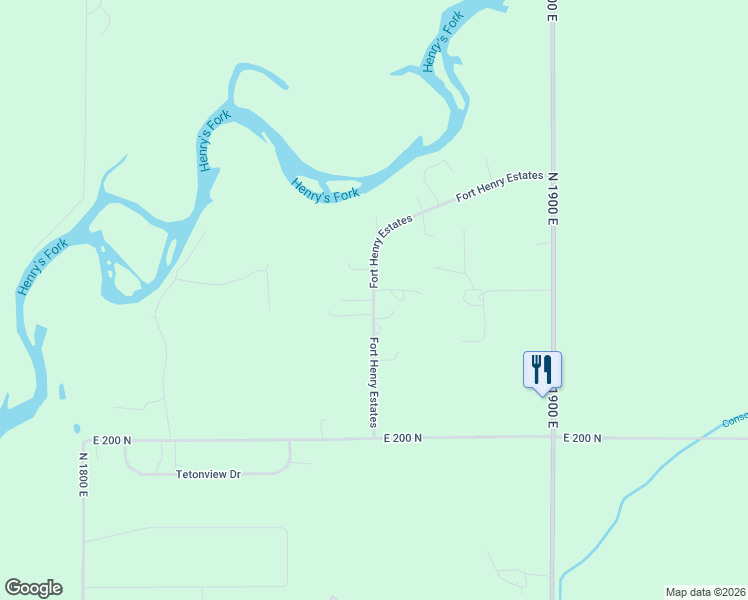 map of restaurants, bars, coffee shops, grocery stores, and more near 233 Fort Henry Estates in Rexburg