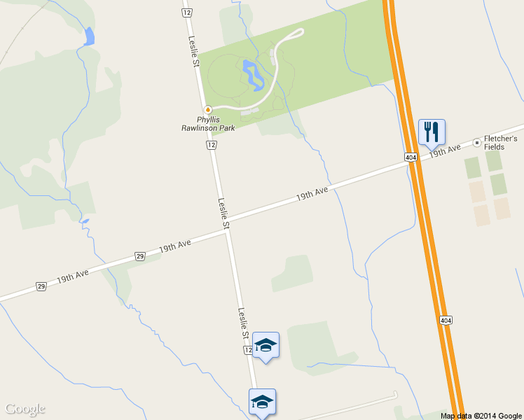 map of restaurants, bars, coffee shops, grocery stores, and more near 1585 19th Avenue in Richmond Hill