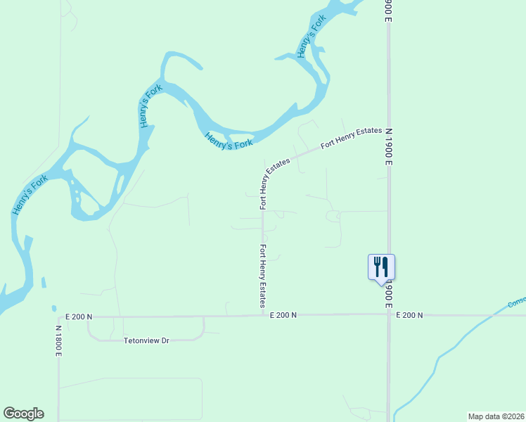 map of restaurants, bars, coffee shops, grocery stores, and more near 233 Fort Henry Estates in Rexburg
