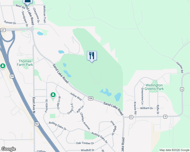 map of restaurants, bars, coffee shops, grocery stores, and more near 2518 Cedar Creek Lane in Onalaska