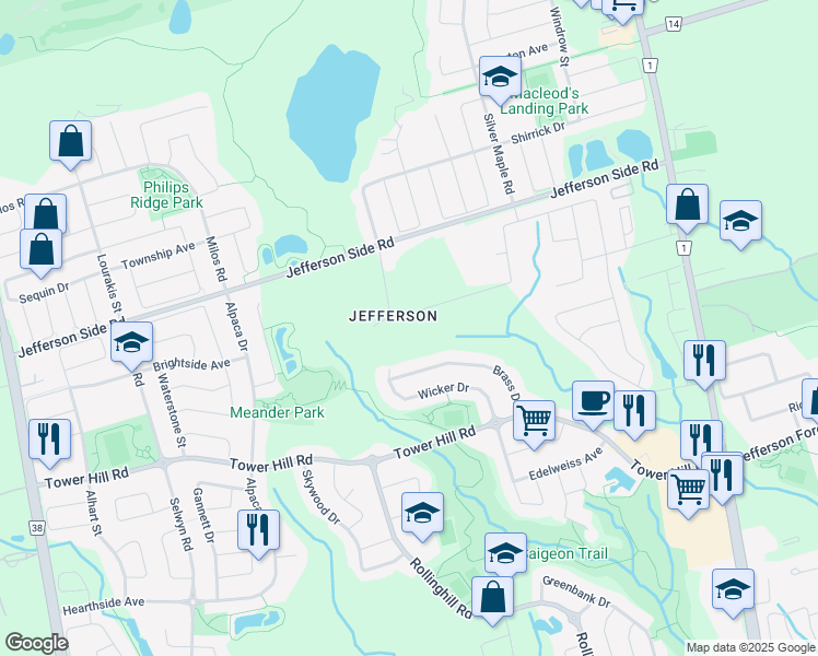 map of restaurants, bars, coffee shops, grocery stores, and more near 301 Harris Avenue in Richmond Hill