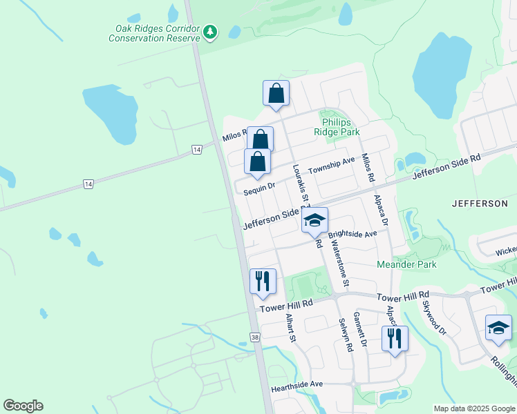 map of restaurants, bars, coffee shops, grocery stores, and more near 20 Seiffer Crescent in Richmond Hill