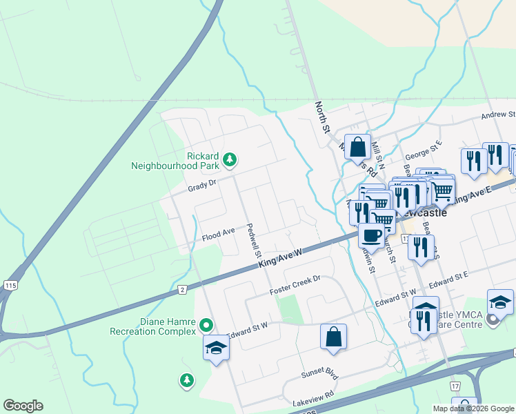 map of restaurants, bars, coffee shops, grocery stores, and more near 58 Barchard Street in Newcastle