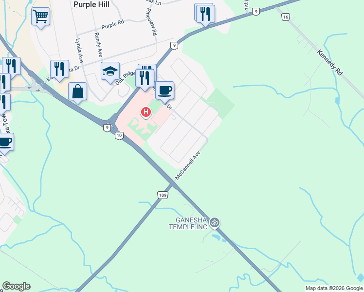 map of restaurants, bars, coffee shops, grocery stores, and more near 334 Perry Road in Orangeville
