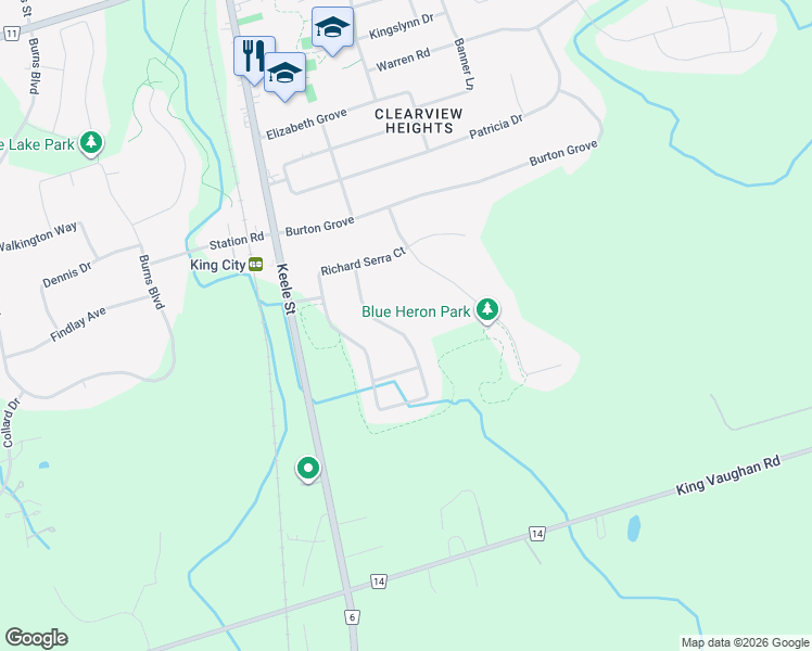 map of restaurants, bars, coffee shops, grocery stores, and more near 80 Chuck Ormsby Crescent in Regional Municipality of York