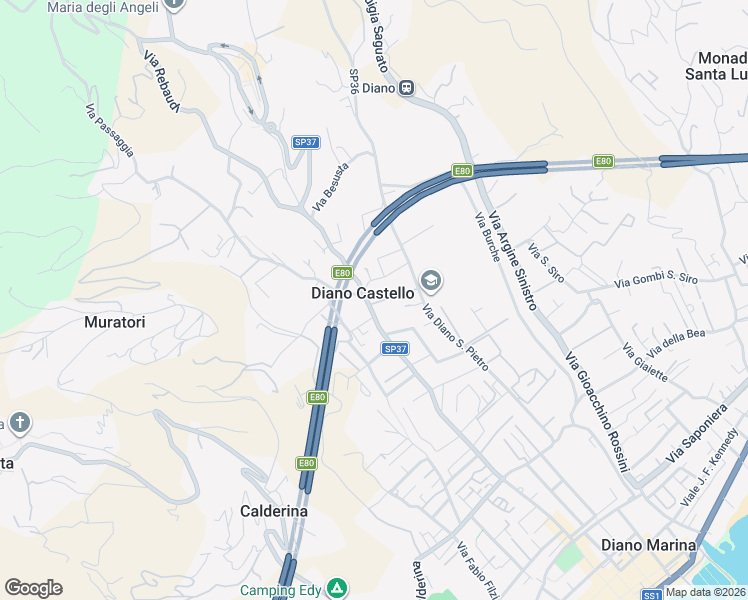 map of restaurants, bars, coffee shops, grocery stores, and more near 51 Via Diano Castello in Diano Castello