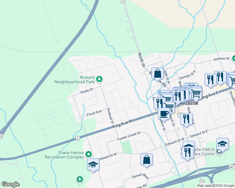 map of restaurants, bars, coffee shops, grocery stores, and more near 58 Barchard Street in Newcastle