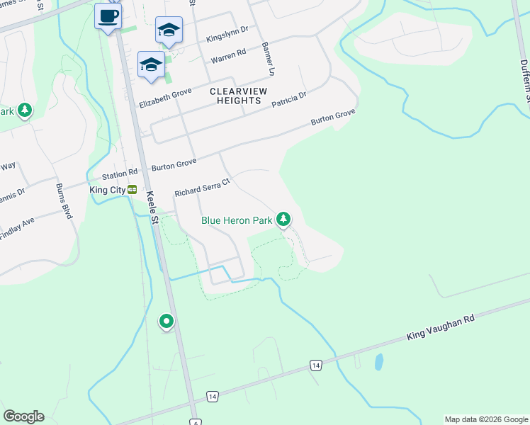 map of restaurants, bars, coffee shops, grocery stores, and more near 26 Austin Rumble Court in King City