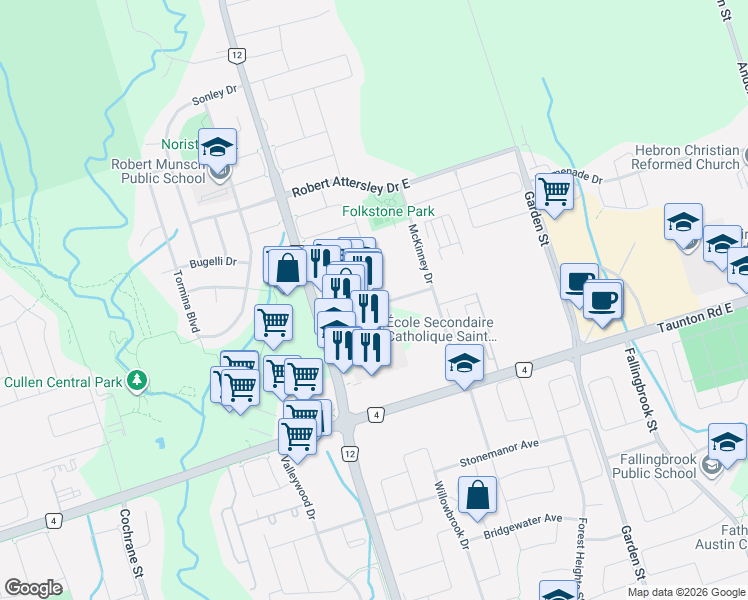 map of restaurants, bars, coffee shops, grocery stores, and more near 14 Harrongate Place in Whitby
