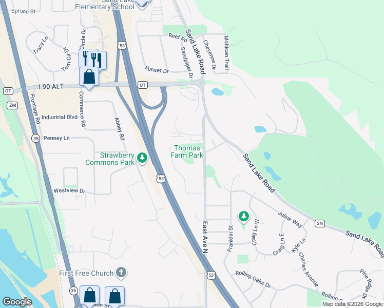 map of restaurants, bars, coffee shops, grocery stores, and more near 2520 Thomas Court in Onalaska