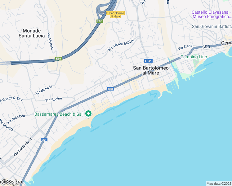 map of restaurants, bars, coffee shops, grocery stores, and more near 13 Largo Gallinara in San Bartolomeo Al Mare