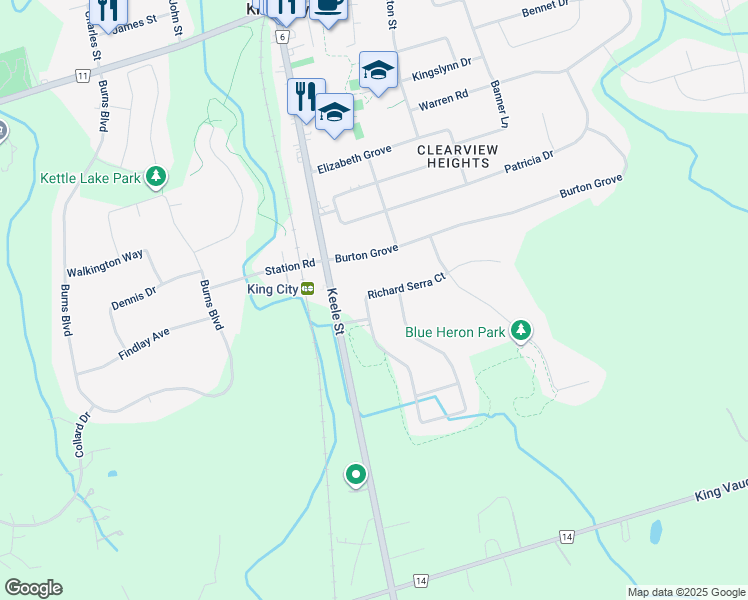 map of restaurants, bars, coffee shops, grocery stores, and more near 51 Richard Serra Court in King City