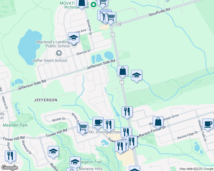 map of restaurants, bars, coffee shops, grocery stores, and more near 61 Harris Avenue in Richmond Hill