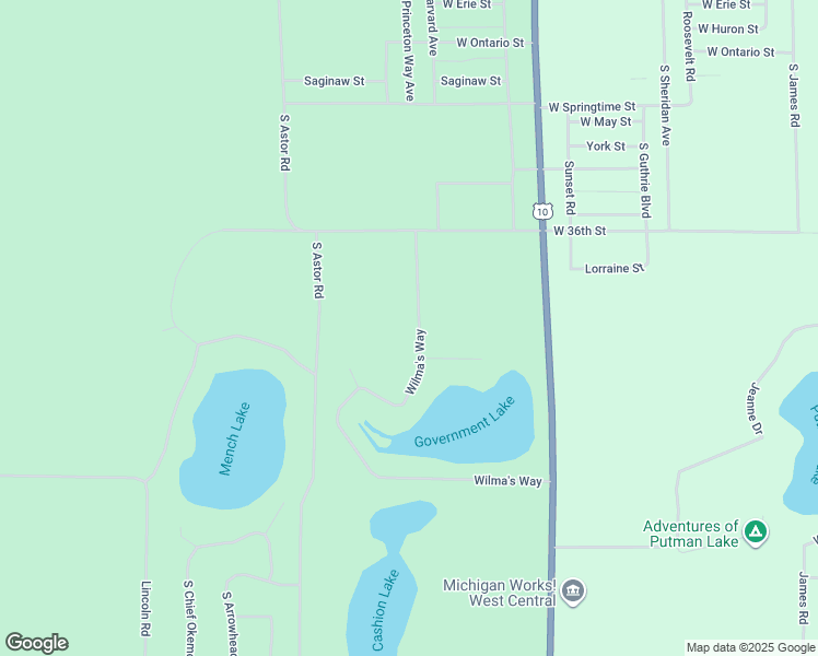 map of restaurants, bars, coffee shops, grocery stores, and more near 4731 South Wilmas Way in Baldwin
