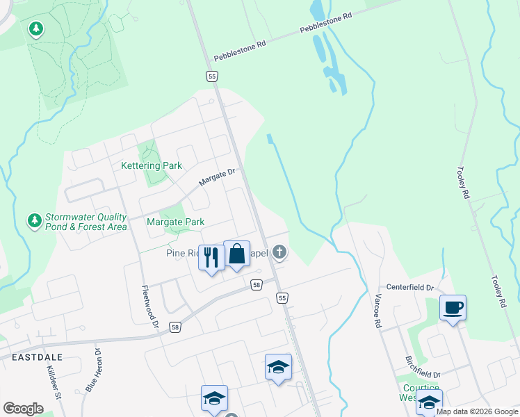 map of restaurants, bars, coffee shops, grocery stores, and more near in Oshawa