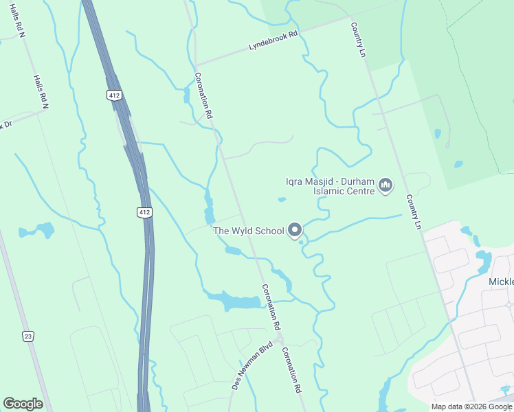 map of restaurants, bars, coffee shops, grocery stores, and more near 4615 Coronation Road in Whitby