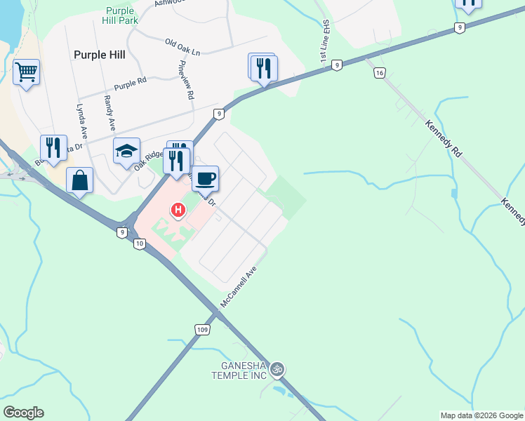 map of restaurants, bars, coffee shops, grocery stores, and more near 324 Marshall Crescent in Orangeville