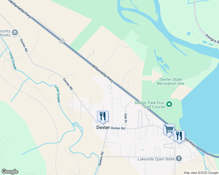 map of restaurants, bars, coffee shops, grocery stores, and more near 38846 Mathews Drive in Dexter