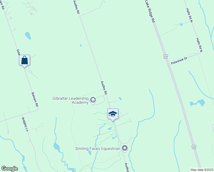 map of restaurants, bars, coffee shops, grocery stores, and more near 3205 Audley Road in Pickering