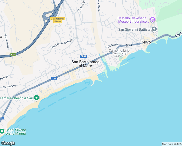 map of restaurants, bars, coffee shops, grocery stores, and more near 8 Lungomare delle Nazioni in San Bartolomeo Al Mare